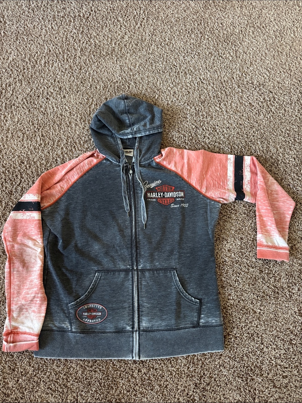 Harley-Davidson Black & Orange Hooded Zip Sweatshirt